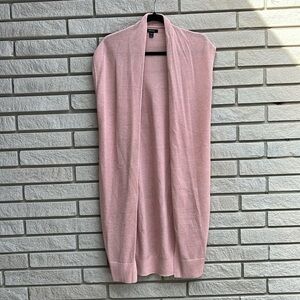 RW & Co Pink Blush Sleeveless Open Front Knit Long Cardigan Sz XS